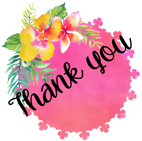 Handmade tropical flowers thank you stickers