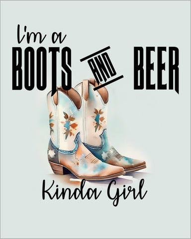 Wall Art Prints Unframed
8x10 Cowgirl Wall Art – “I’m a Boots and Beer Type of Girl” Print, Pale Teal Background, Western Decor, Ready to Hang, Shipped Flat