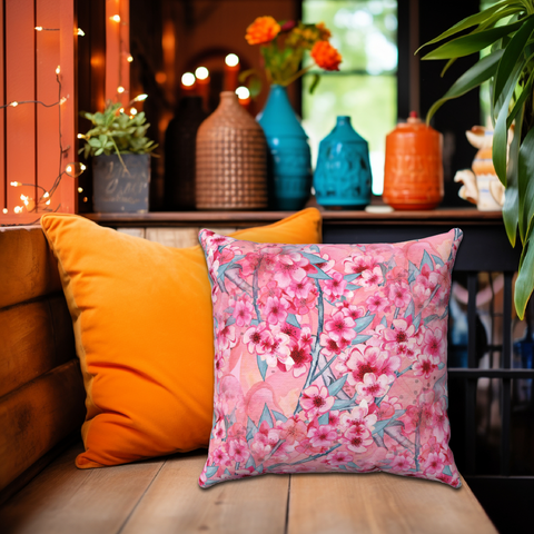 Cherry Blossom Home Decor Decorative Throw Pillows  4 Sizes Polyester
