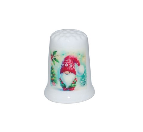 Christmas gnome collectible thimble for thimble collectors.