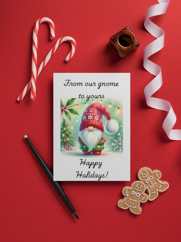 Holiday Gnome Printable Christmas Cards Download Digital