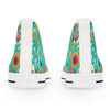 Colorful floral-patterned sneakers on a white background
