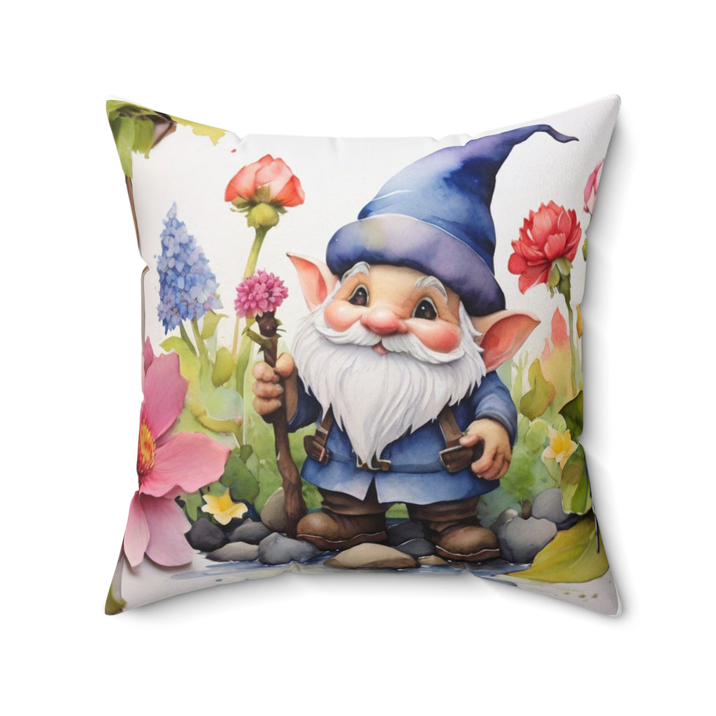 Gnome Throw Pillow with Insert on white background