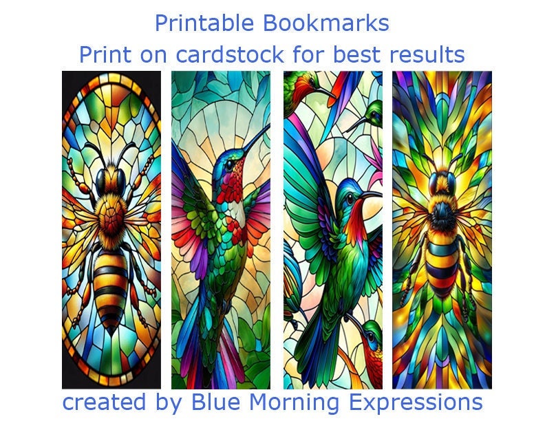 Printable Bookmarks for Book Lovers, Digital Bookmarks, Hummingbird Bookmarks, Book Lover Gift, Bookmark Bundle, Bee Bookmarks, Bookmark Set