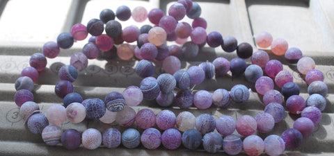 10 MM Purple Cracked Dragon Vein Loose Beads 3 Strands 114 Count, Vein Agate Stone Beads, Purple Agate Beads, Cracked Agate Beads