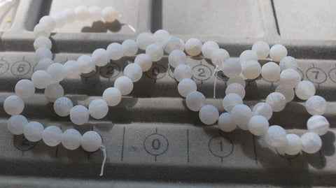 White Etched Cracked Dragon Vein Loose Beads Jewelry Supplies 8MM, Vein Agate Stone Beads, White Agate Beads, Cracked Agate Beads