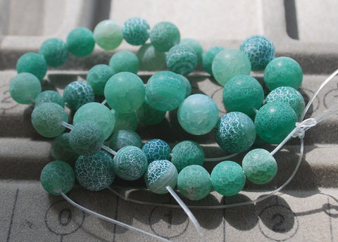 Green Etched Cracked Dragon Vein Loose Beads Jewelry Supplies 10MM/8MM, Vein Agate Stone Beads, Green Agate Beads, Cracked Agate Beads