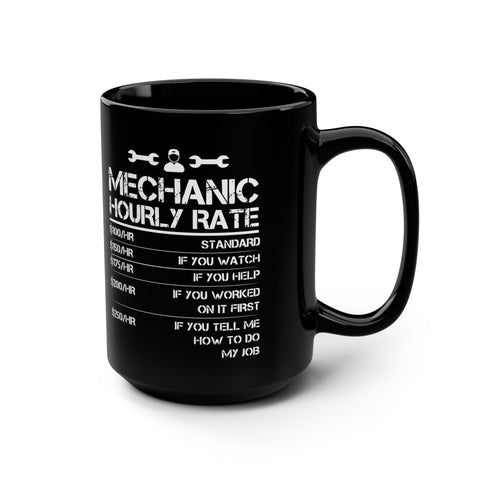 Gift for Gearheads Funny Mechanic Rates Black Hot Rod Coffee Mug, 15oz Guys