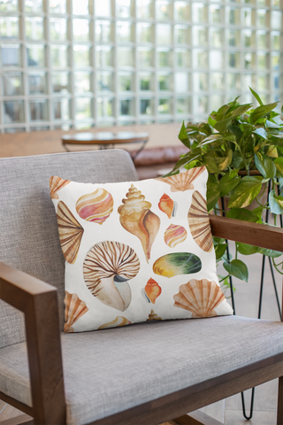 Faux Suede Beach Seashell Decorative Throw Pillows, Tropical Theme Home Decor  4 Sizes