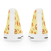 Sneakers with a pizza pattern on a white background