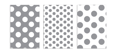 6 Handmade Notecards 4x6 with Envelopes Blank Folded Grey Polka Dots