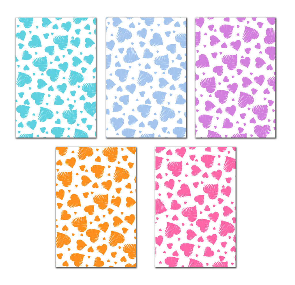 10 Handmade Scribble Notes – Blank Inside – Folded 4x6 Every Occasion Cards with White Envelopes