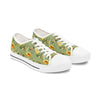 Pair of sneakers with a colorful pattern on a white background