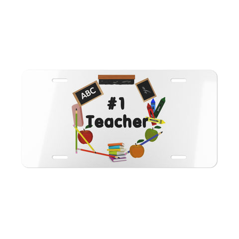 Number 1 Teacher Custom Front License Plate