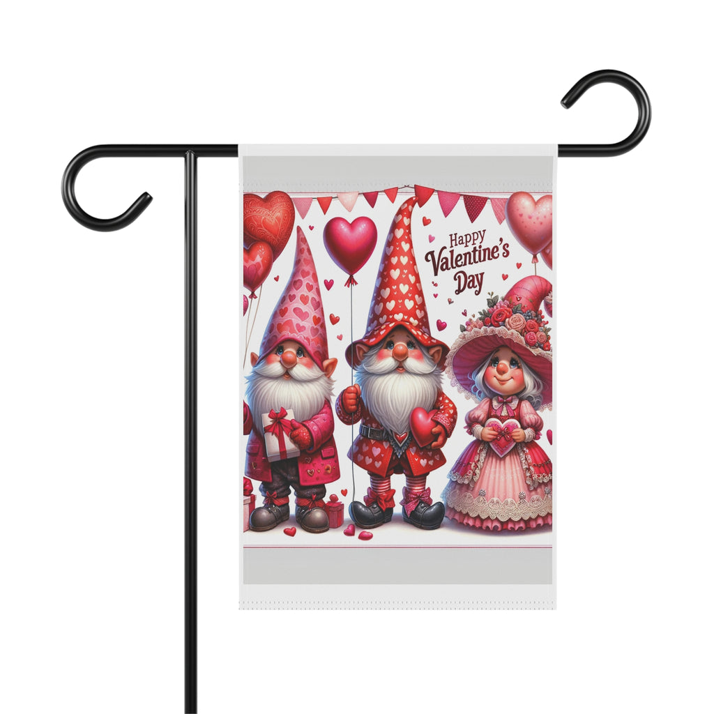 Gifts for Gardeners Valentine's Day Gnome Garden Flag  & House Banner 2 Sizes Pole Not Included