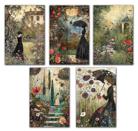 10 Handmade Victorian Gardens – Blank Inside – Folded 4x6 Every Occasion Cards with White Envelopes