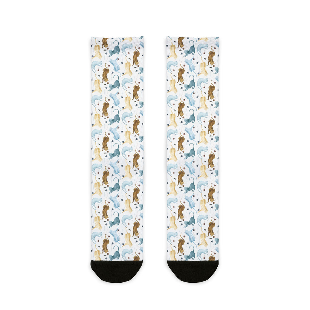 Pair of socks with dog pattern on a white background