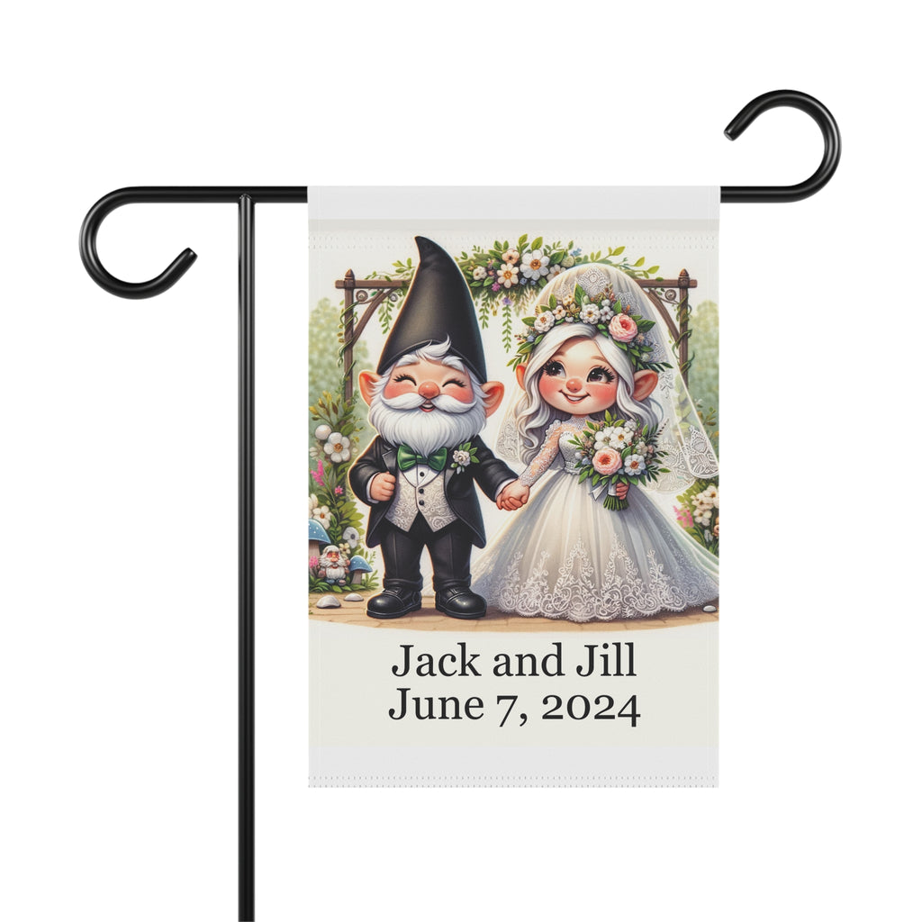 Gift for Gardeners, Personalized Gnome Wedding, Housewarming Gift, Garden Flag, Porch Flag, Yard Art