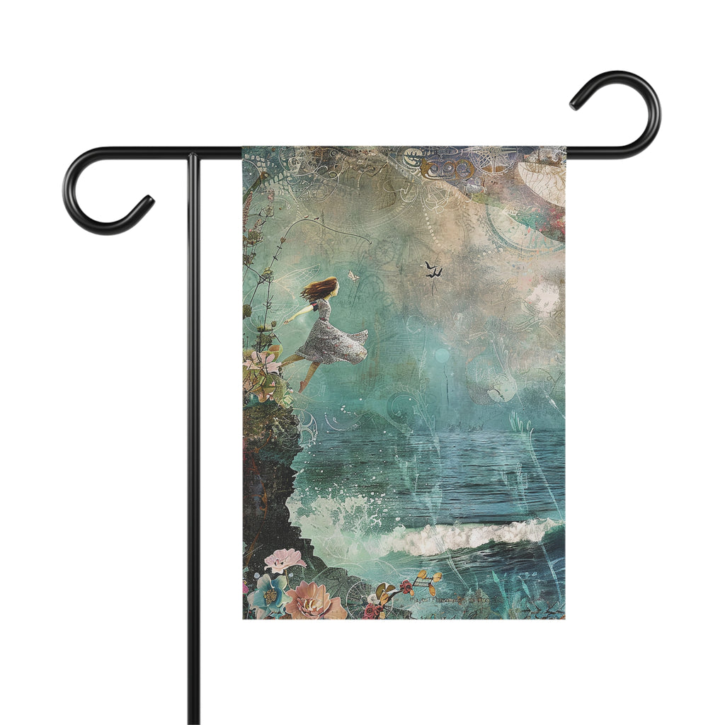 
Garden Flag 12x18 Double Sided Celestial Whimsical Ocean Dream Woman Design