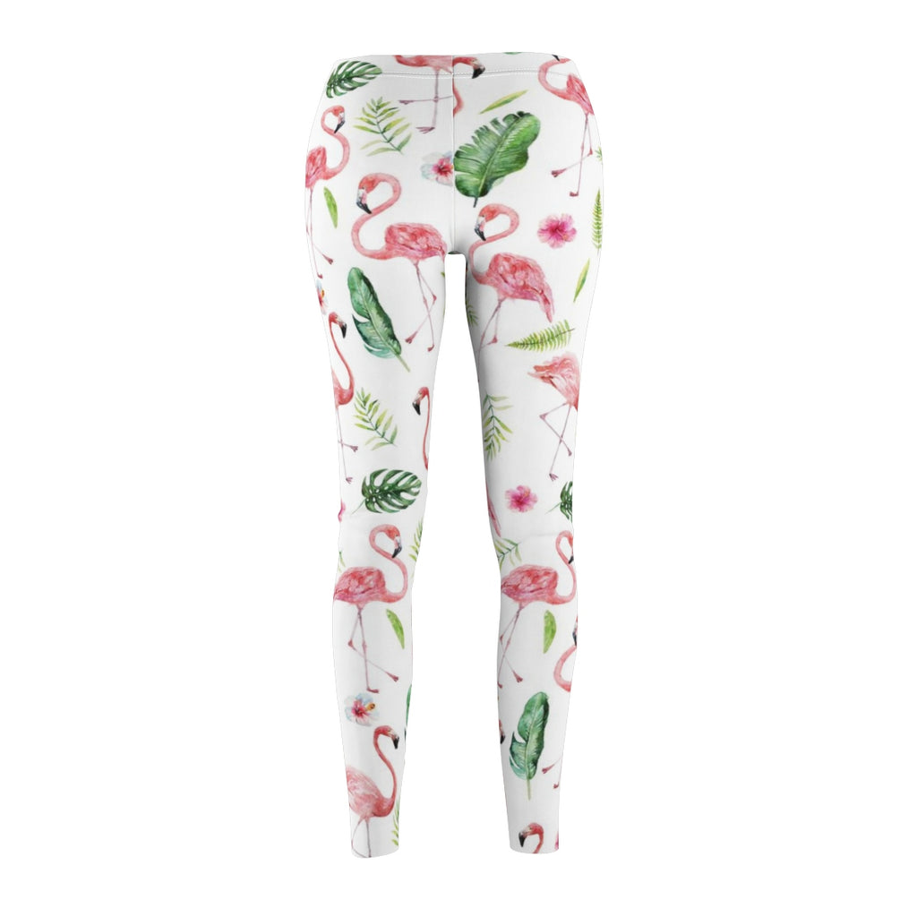 Pink Flamingo and Tropical Flower Leggings for Women, Yoga Pants ...