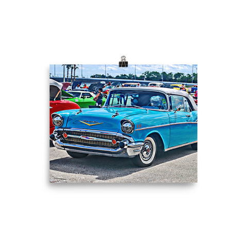 1957 Chevrolet Bel Air Tri-Five Hot Rod Art Poster Matte Finish Wall Art