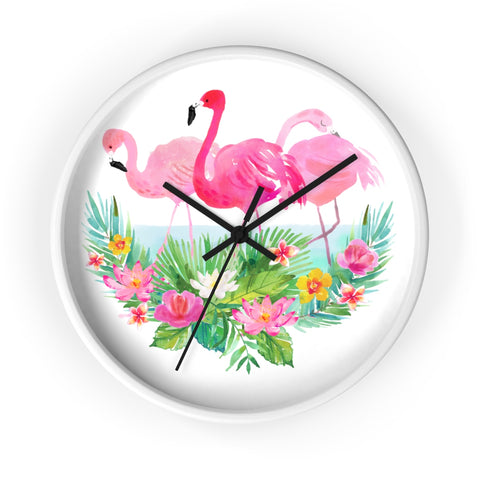 Tropical Florida Flamingo Beach House Wall clock