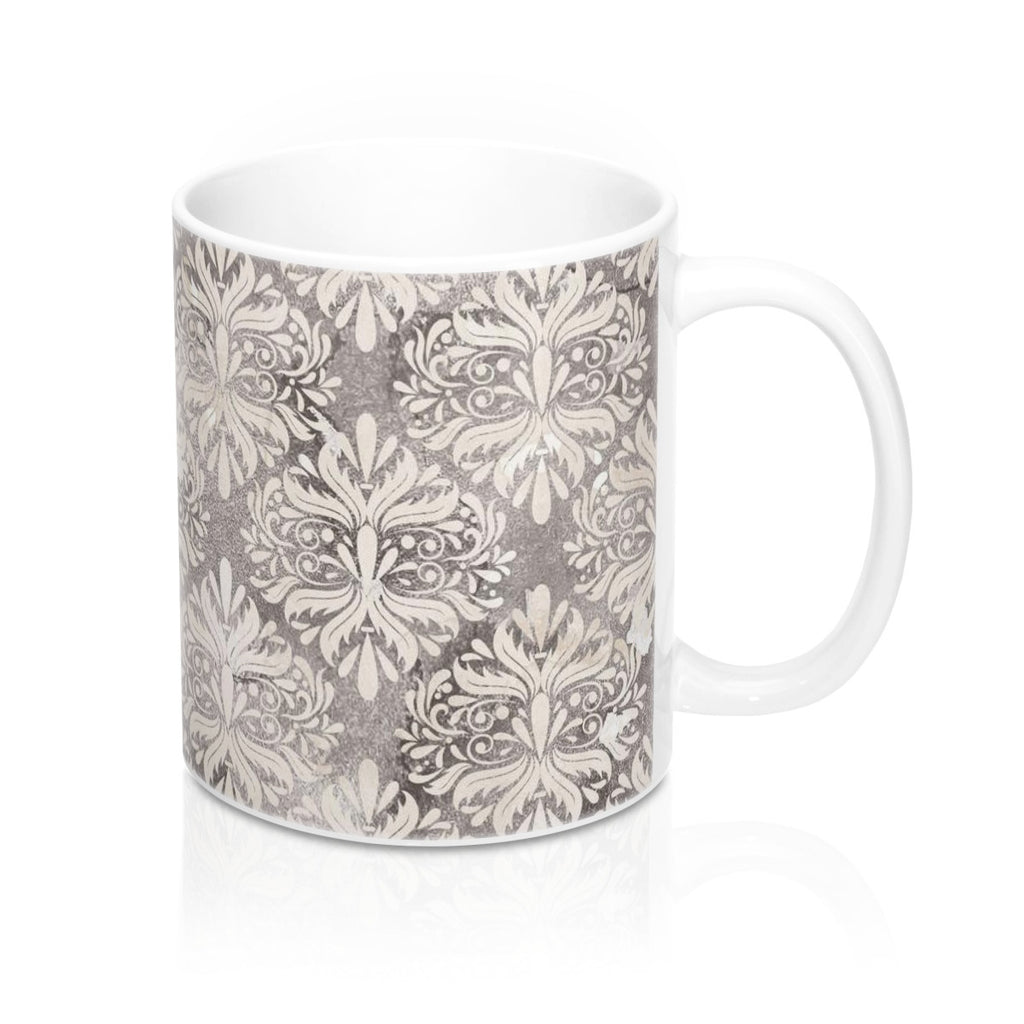 Grey Tone Flowers Coffee Mug 11oz