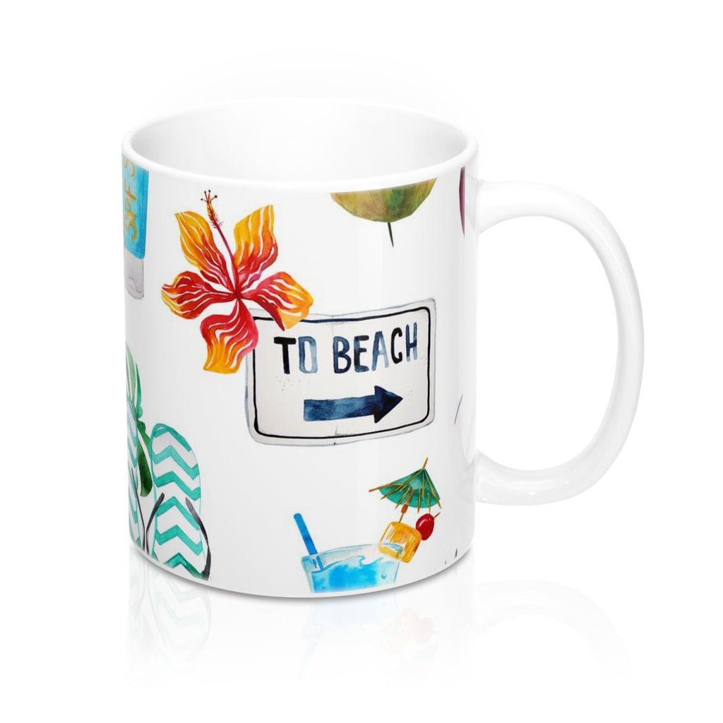 Beach Flip Flops and Tropical Drinks Coffee Mug 11oz