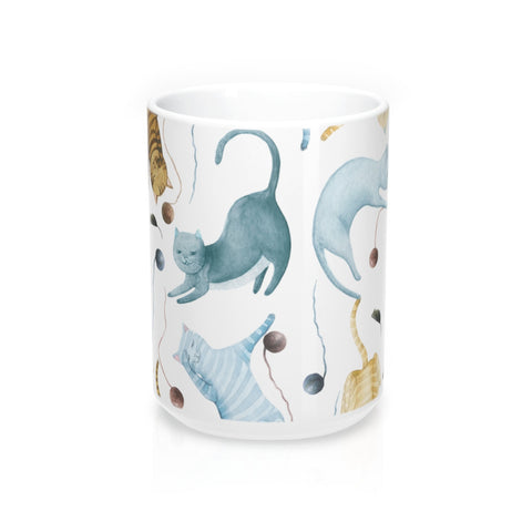 Playful Cats Coffee Mugs 15oz Ceramic