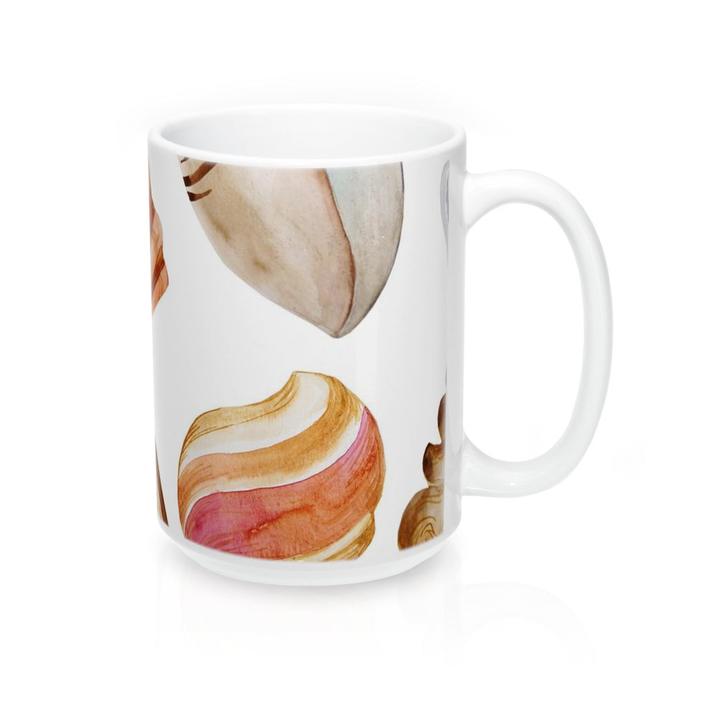 Beach Seashells Coffee Mug 15oz, Tropical Decor
