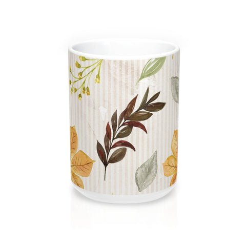 Autumn Leaves Mug 15oz, Fall Decor Coffee Mug, Earthtone Coffee Mug