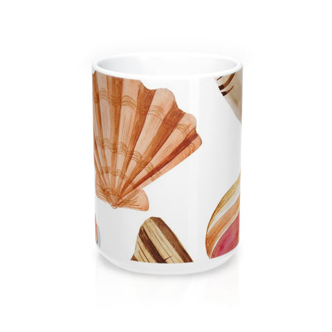 Beach Seashells Coffee Mug 15oz, Tropical Decor