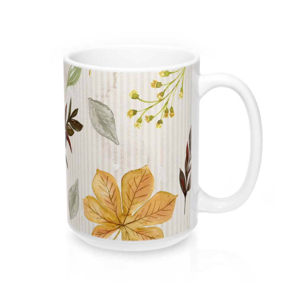 Autumn Leaves Mug 15oz, Fall Decor Coffee Mug, Earthtone Coffee Mug