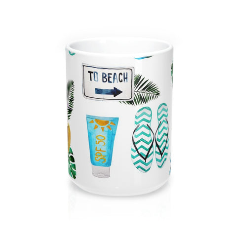 Head to the Beach Coffee Mug 15oz, Ceramic
