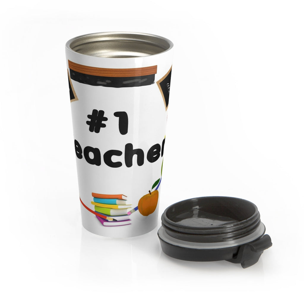 No. 1 Teacher Stainless Steel Travel Mugs  15 oz Gift