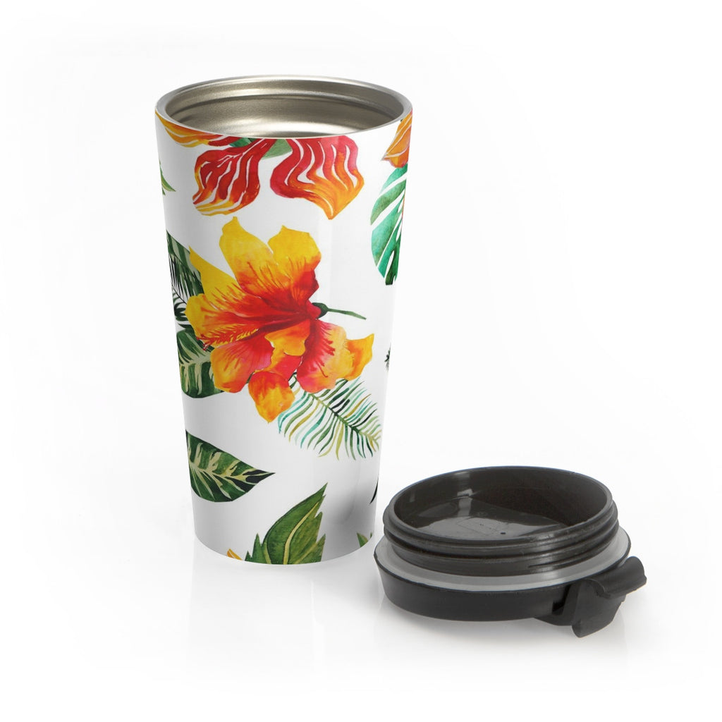 Hibiscus Bloom Flower Stainless Steel Travel Mugs 15 oz