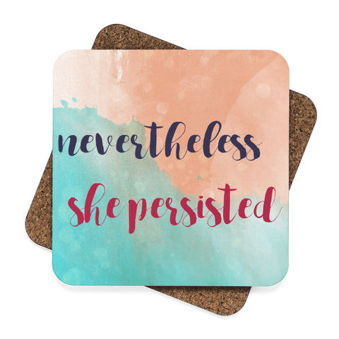 Nevertheless, She Persisted Square Hardboard Coaster Set - 4pcs