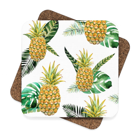 Pineapples Square Hardboard Coaster Set - 4pcs