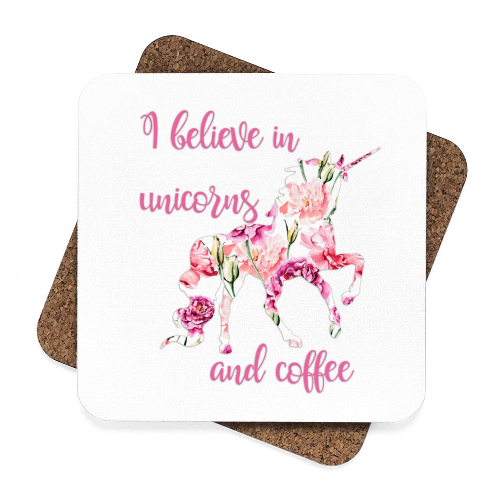 I Believe in Unicorns Square Hardboard Coaster Set - 4pcs