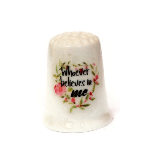 Bible Verse Pink Rose Heart Collectible Thimbles Decorative Handmade