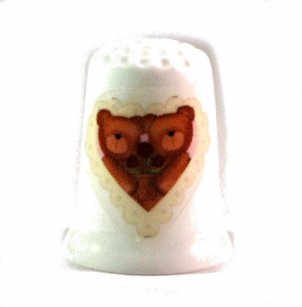 Valentine's Day Teddy Bear Handmade Collectible Thimbles