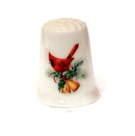 Christmas Winter Cardinal Redbird Collectible Thimbles Decorative Handmade
