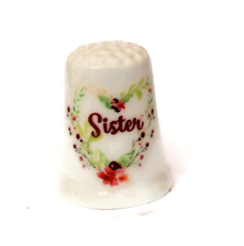Sister Flower Pink Rose Heart Collectible Thimbles Decorative Handmade