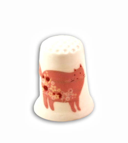 Pink Cat Handmade Collectible Thimbles