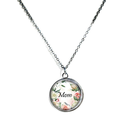 ebay Mom Pendant Necklace on a Chain 18-inches Silvertone Mother's Day Gift