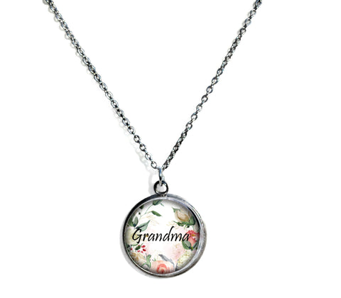 Grandma Pendant Necklace on a Chain 18-inches Silvertone Mother's Day Gift