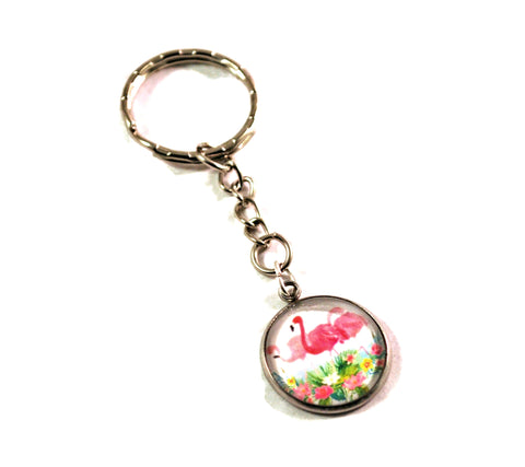 Pink Flamingos Key Chain Florida Beach Keyrings for Women