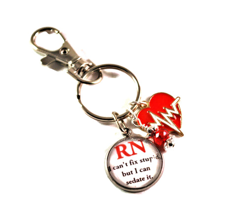 RN Nurse Key Chain with Lanyard Clasp, Keyrings for Women