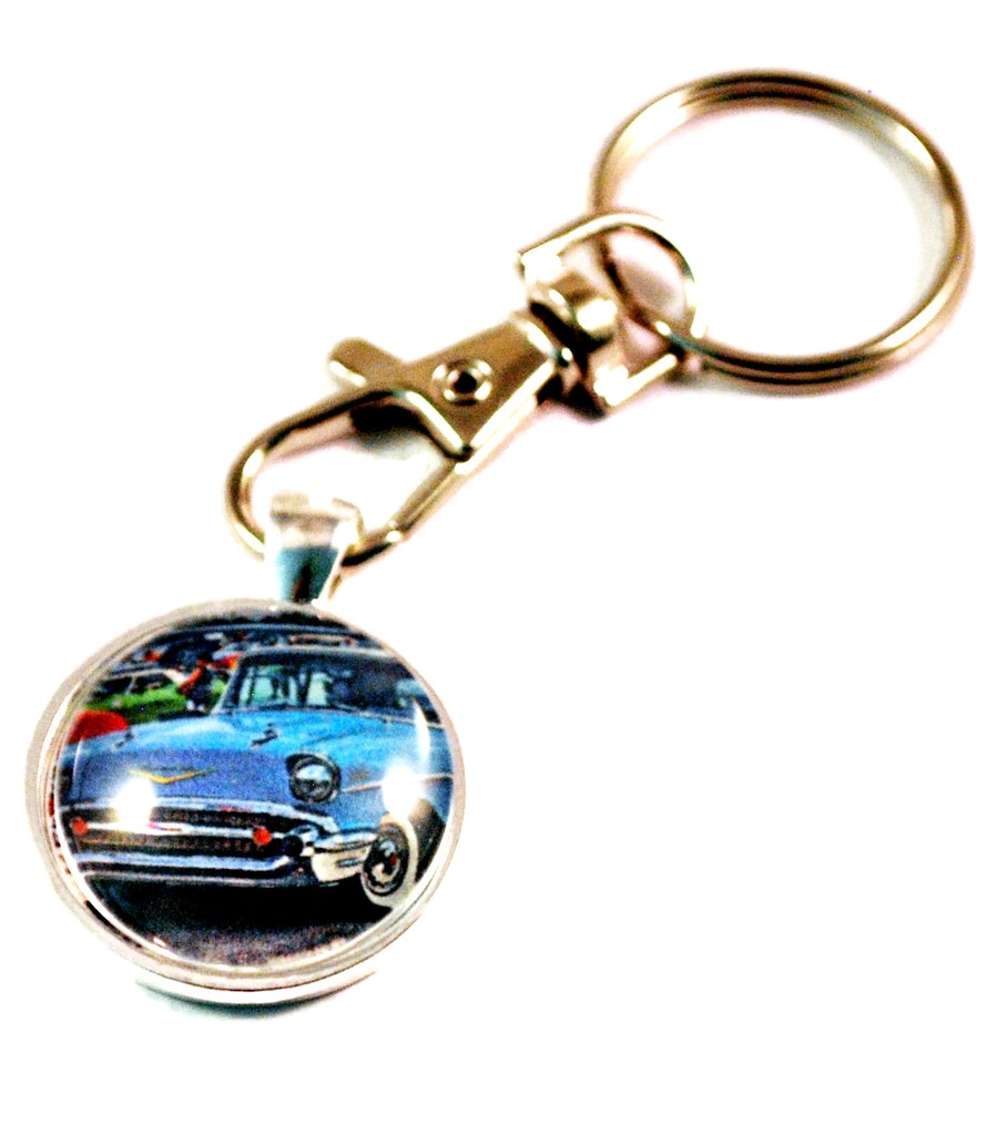 1957 Chevrolet Tri-Five Hot Rod Vintage Auto Key Chain Keyrings for Men