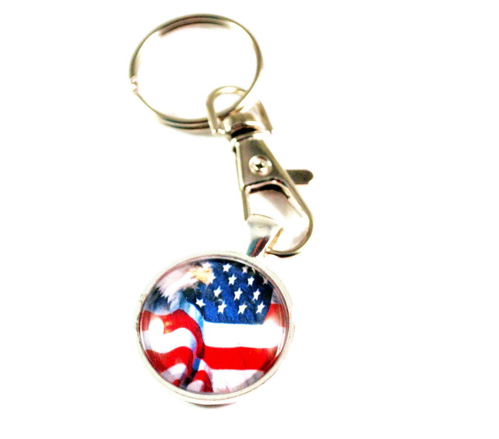 American Flag Keyring, Patriotic Keychains for Women